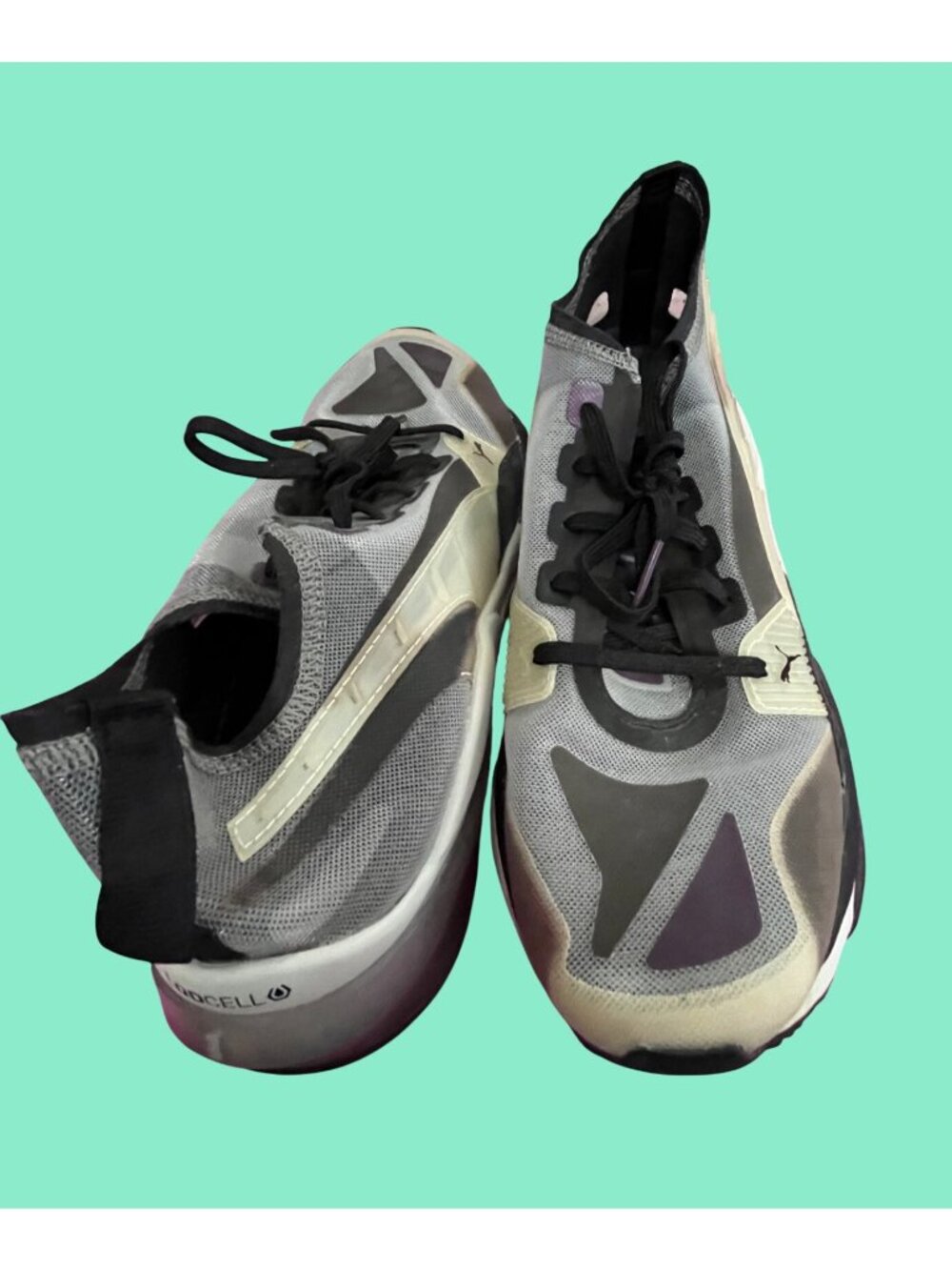 Puma LQDCELL Running Shoes Mens 9.5 Gray Black Mesh Athletic Sneakers - Picture 3 of 7